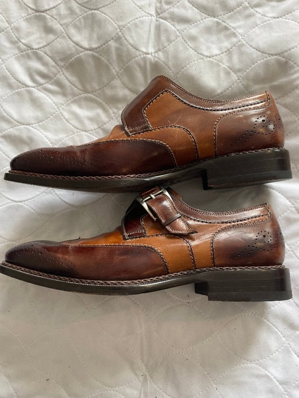 Mezlan for Ingledews Burnished Leather Monk Strap Dress Shoes Men’s 9M